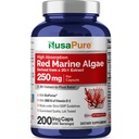NusaPure Red Marine Algae Capsules, 250 mg, 200 Veg Capsules (Soy Free, Non-GMO)
