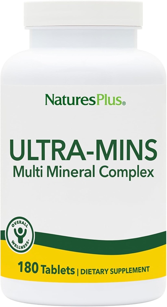 NaturesPlus Ultra-Mins - 180 Tablets, Pack of 2 - Multi Mineral Complex with Calcium, Iron, Magnesium & Zinc - Vegan, Gluten Free - 180 Total Servings