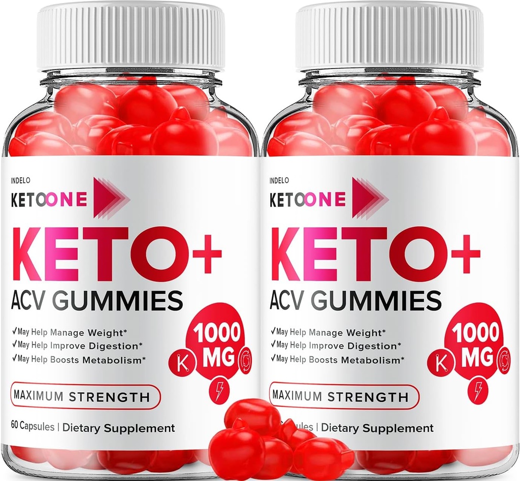 (2 Pack) Keto One Gummies Advanced Loss - ACV Gummies Maximum Strength, Keto One Keto Plus ACV Weight Management Gummies Apple Cider Vinegar, Keto One Gummies Avis B12 Keto+ACV (120 Gummies)