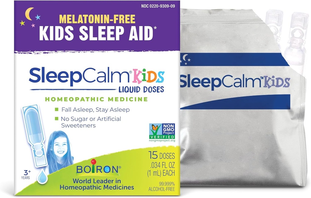 Boiron SleepCalm Enfants Doses liquides Aide au sommeil pour le sommeil profond, relaxant, reposant nuit - Melatonin-Free et non Habit-Forming - 15 Compte