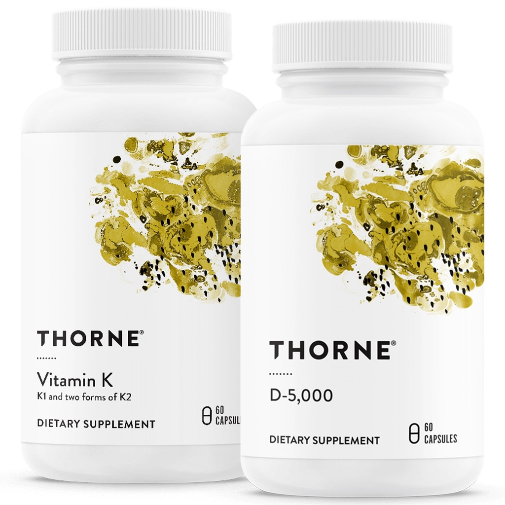 THORNE - Ensemble santé osseux - Combo vitamine K et vitamine D-5000 pour os forts - 30 à 60 portions