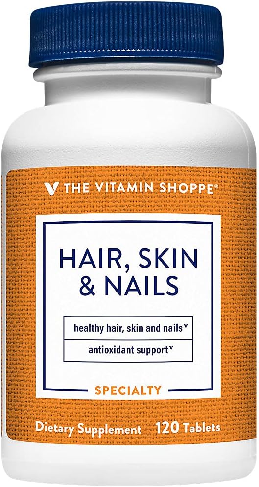 Les cheveux, la peau et les ongles de Vitamine Shoppe, avec 400MCG de Biotin, soutien pour cheveux vibrants sains, peau saine et ongles forts (120 comprimés)