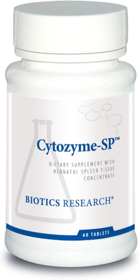 Recherche en biotique Cytozyme SP La rate néonatale, soutient les niveaux de fer et de bilirubine sains, fournit un soutien immunitaire, soutient la fonction de la rate, SOD, Catalase, Potent Antioxydant Activité 60 Comprimés