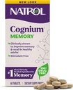 Natrol Mémoire Cognium, Suppléments de santé cérébrale pour adultes, Supplément alimentaire pour la santé cérébrale et cliniquement démontré pour améliorer la mémoire et le rappel chez les adultes en santé, 60 comprimés, jusqu'à 30 jours d'approvisionnement