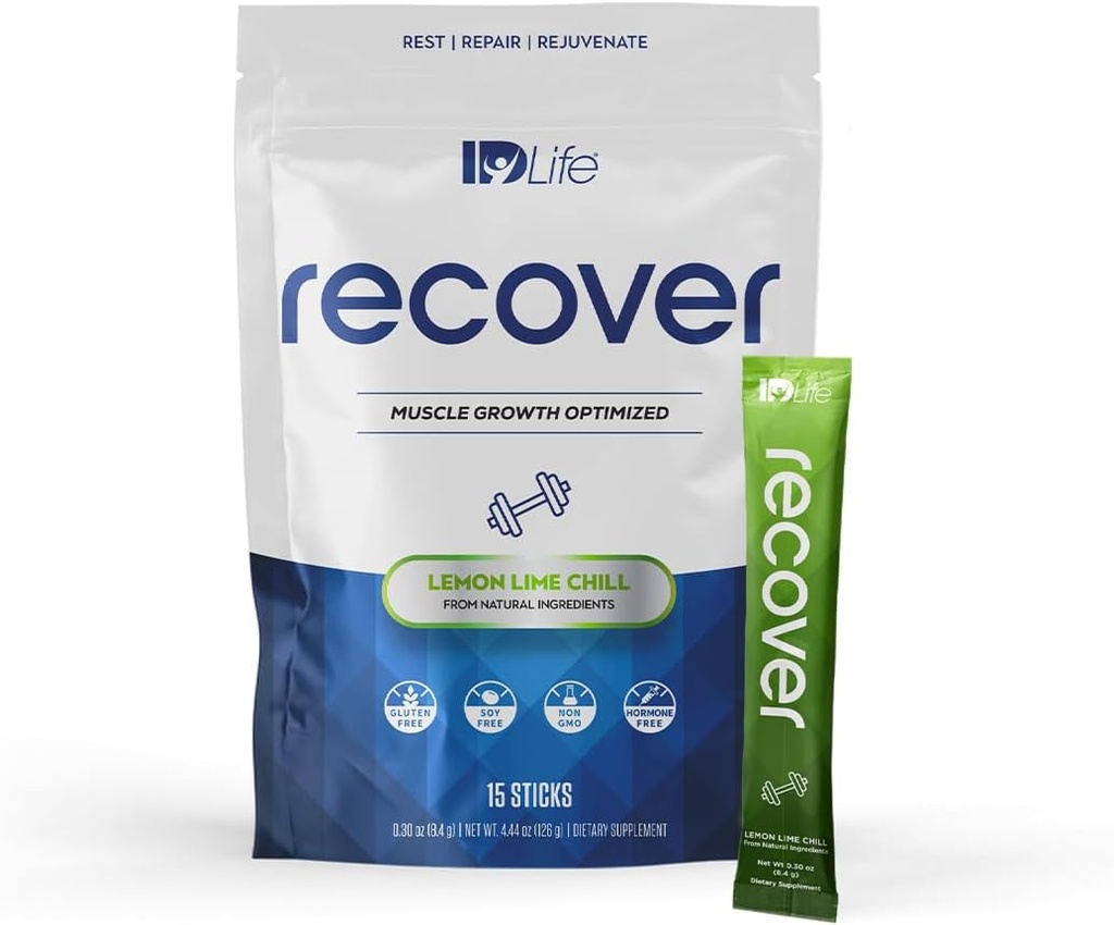 IDLife FDIitness Recover - Poudre pour la croissance et la récupération corporelle totale avec des adaptogènes pour le renouvellement de la vitalité et le support de performance - 15 bâtons