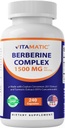 Berbérine vitamatique avec cannelle Ceylan, 1500mg, 240 Capsules végétariennes, non OGM, sans gluten