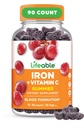 Gommies de fer vivables $ 20mg $ avec vitamine C $ Grande dégustation Blood Builder supplément de fer $ Fer avec vitamine C pour carence en fer $ Gommies de fer pour les femmes, les hommes, les adultes $ 90 Gommies