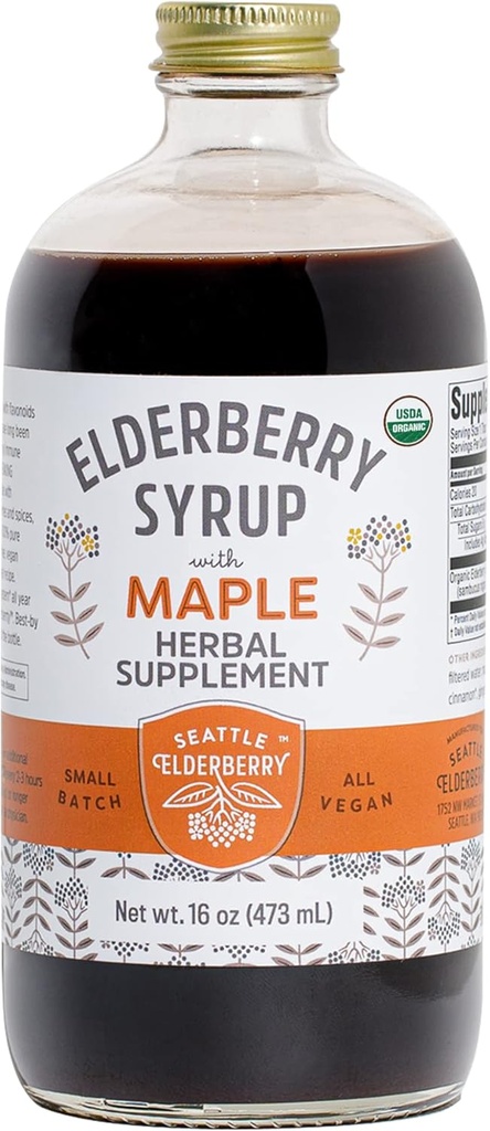 Sirop avec sirop d'érable – Delicious, Vegan, sans gluten supplément à base de plantes avec des avantages immunitaires potentiels fabriqués à partir d'ingrédients biologiques seulement dans les petits lots aux États-Unis - 16oz