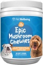 Pet Wellbeing Epic Mushroom Chewies for Dogs - Immune Support, Cognitive Health, Adaptogenic Stress Support with Reishi, Chaga, Lion's Mane Functional Mushrooms - Veterinarian-Formulated 90 Soft Chews