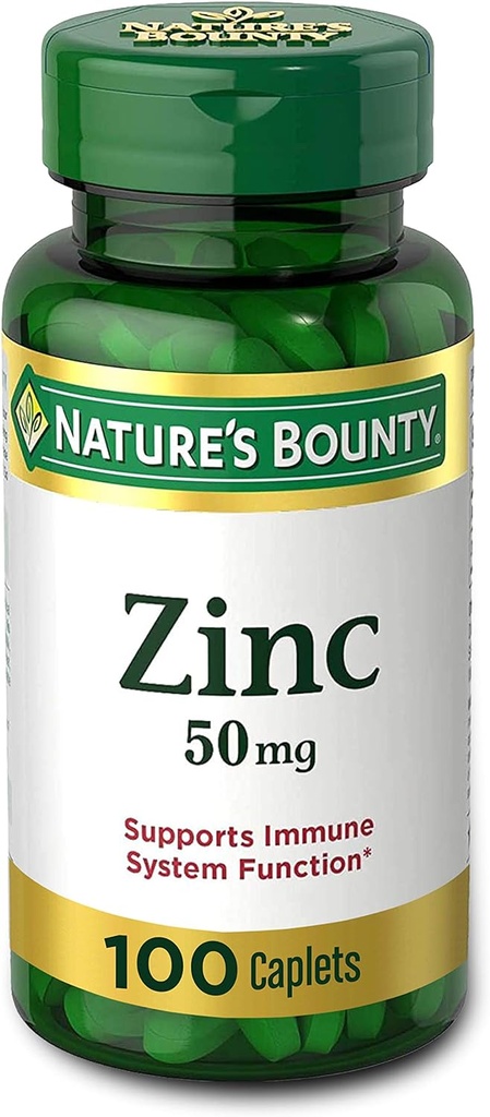 Nature's Bounty Zinc (Gluconate de zinc) 50 mg, 100 Caplets
