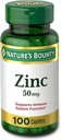 Nature's Bounty Zinc (Gluconate de zinc) 50 mg, 100 Caplets