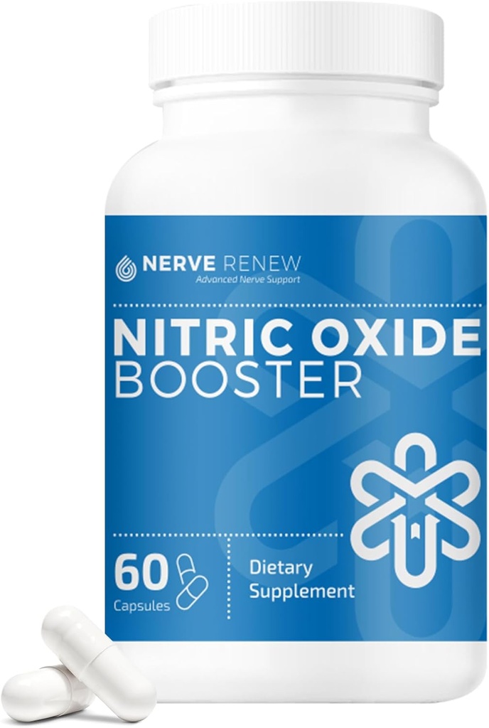 Nerve Renew Nitric Oxide Booster - Supplément d'oxyde nitrique avec chlorhydrate de L Arginine pour Nerve Nourriture complète - 60 Capsules