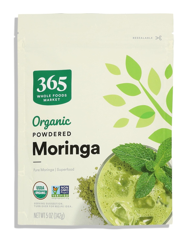 365 par Marché des aliments entiers, Poudre de moringa biologique, 5 once
