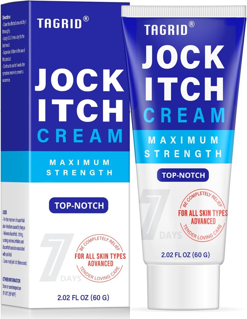 TAGRID Jock Itch Cream, Jock Itch, Jock Itch Cream Extra Strength pour les hommes et les femmes, Itchy Balls Cream, traitement de l'infection des levures pour les hommes et les femmes, Itch Cream - Puissant et rapide - 60g