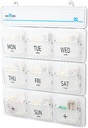 Monthly Pill Organizer 28 Days Plus Plus 2 Days / 9 Pillbox avec 4 compartiments Intérieur/peut être chanté sur un supplément d'huile de poisson à la vitamine murale/médicine