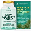 PurePremium Saw Palmetto 500 mg pour les hommes/femmes – Maximum de force Saw Palmetto Extrant de poudre Supplément de poudre - Soutien normal de l'urine Tract, Prostate Health/Hair - 3 mois d'approvisionnement - 100 Comprimés