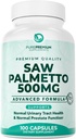 PurePremium Saw Palmetto 500 mg pour les hommes/femmes – Maximum de force Saw Palmetto Extrant de poudre Supplément de poudre - Soutien normal de l'urine Tract, Prostate Health/Hair - 3 mois d'approvisionnement - 100 Comprimés