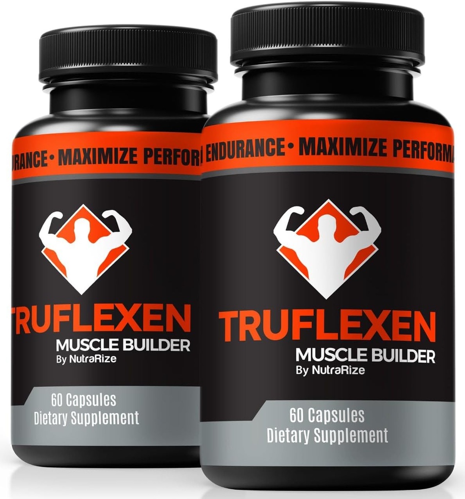 NutraRize (2 Pack) Truflexen Pills, Tru Flexen Muscle Builder, Supplément naturel pour soutenir le bien-être général, Capsules de performance Premium, Avis officiels Tru Flexen (120 Capsules)