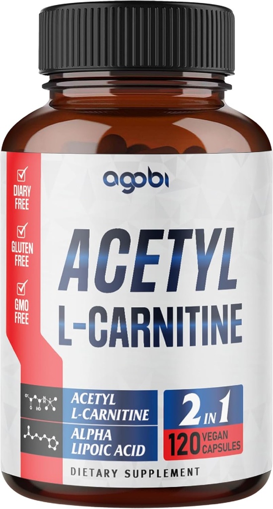 Acetyl L-Carnitine & Alpha Lipoic Acid Complex 1500mg - Supplement for Brain Health, Memory, Focus & Mood Support - 120 Vegan Capsules for 2 Month Supply - Gluten-Free, Non-GMO