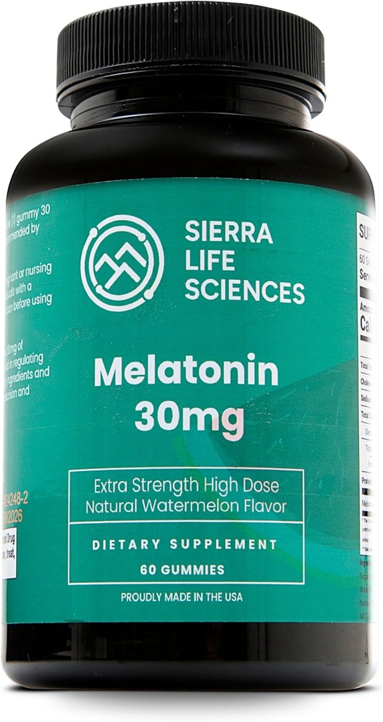 30mg Melatonin Gummy (High Dose Sleep Support for Adults) Formulation avancée d'un jour avec des Gummies Dérivés de la pomme (Health Dose Support for Adults)
