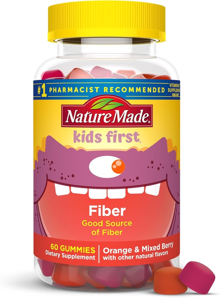 Nature fait d'enfants premiers gommies de fibre, supplément de fibre pour le soutien de santé digestif, 60 gommies, 30 jours d'approvisionnement