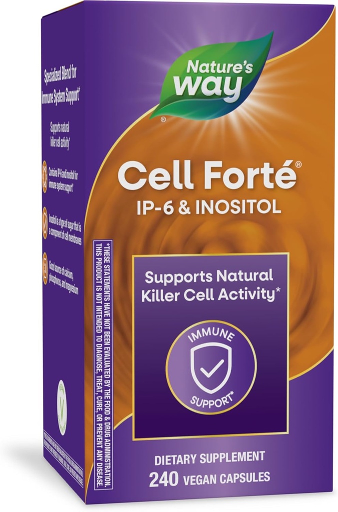 Nature's Way Cell Forté IP-6 & Inositol Immune Support Supplement with Calcium, Phosphorus, and Magnesium*, Gluten-Free, Vegan, 240 Capsules (Packaging May Vary)