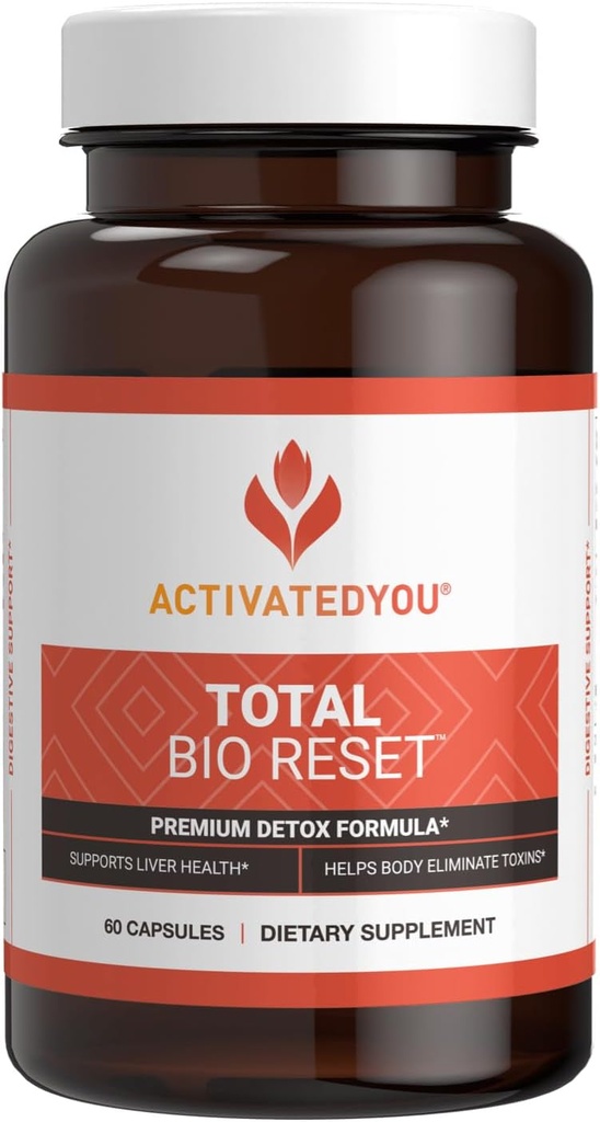 ACTIVATEDYOU Total Bio Reset - Formule de désintoxication pour le nettoyage et le flushing système digestif pour la peau radiante et l'énergie soutenue avec/Chlorella, Kiwi Fruit, et racine de dandelion (60 capsules)