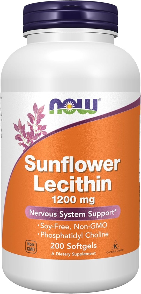 Suppléments, Lécithine de tournesol 1200 mg avec Phosphatidyl Choline, 200 Softgels