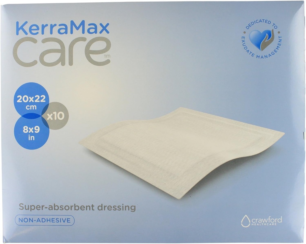 8"x9" Super Absorbent Wound Dressing (PRD500-240) – Absorbe Exsude et l'isole, Prévenir les fuites ou les drips pour améliorer le confort des patients et le traitement des blessures (boîte de 10)