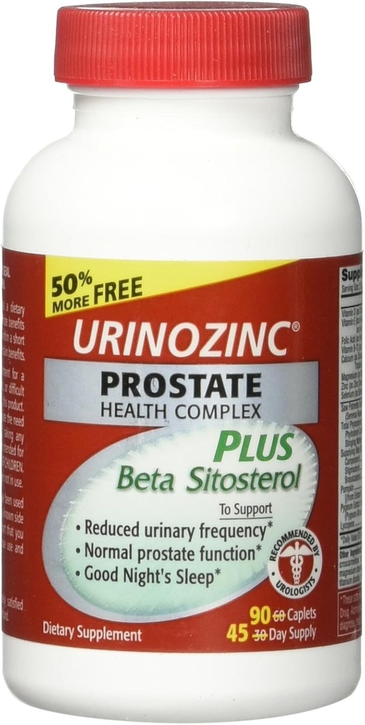 Complexe de santé Urinozinc Prostate Plus avec bêta-sitostérol 90 comprimés