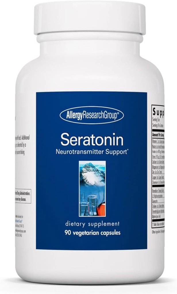 Allergy Research Group Seratonin Supplement - Serotonin Booster, Stress and Sleep Support, Serotonin Supplements for Men & Women, Serotonin Pills - 90 Vegetarian Capsules