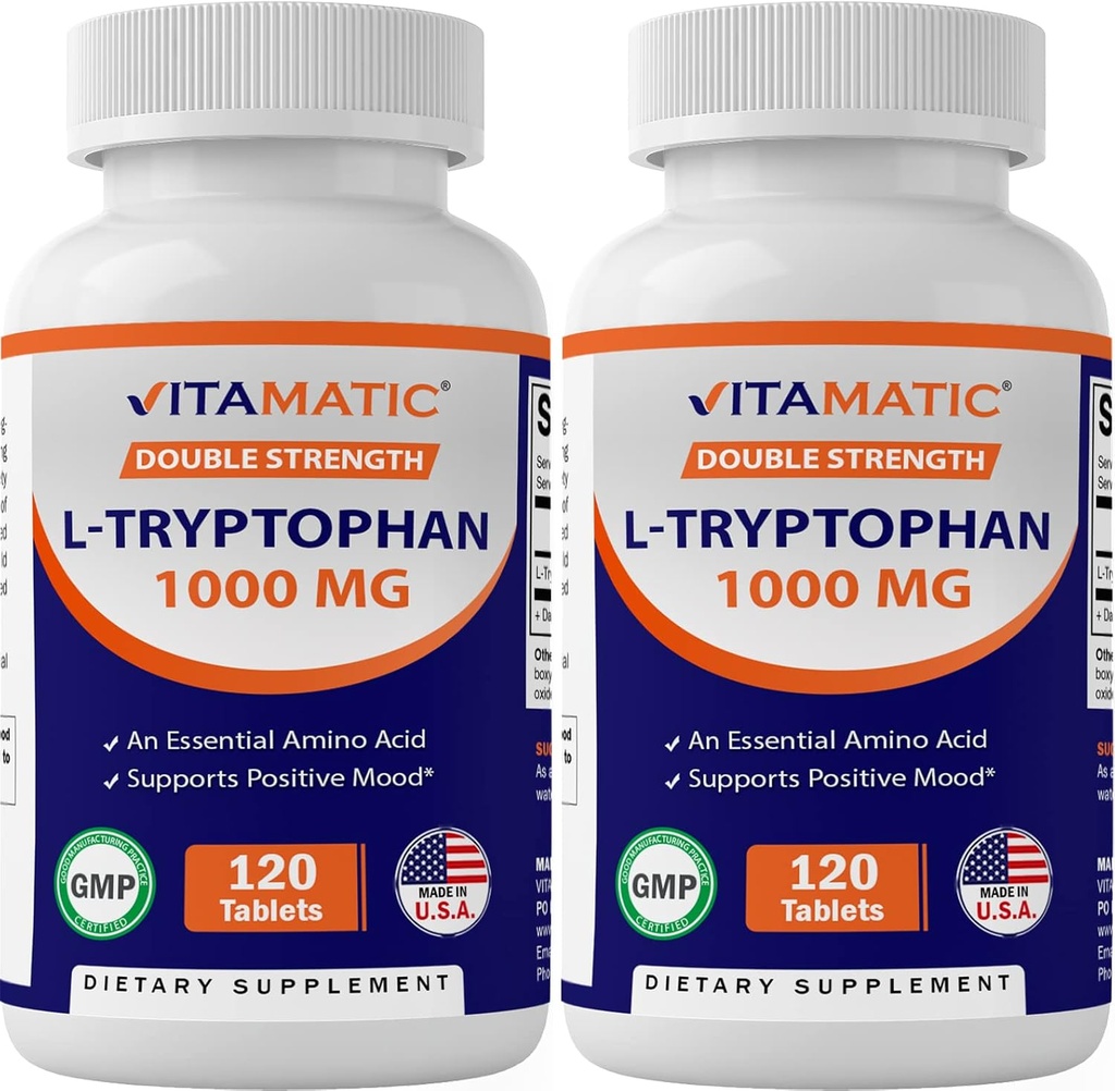 L-Tryptophane Vitamatique 1000mg 120 comprimés (120 comprimés (paquet de 1)) (2 bouteilles)