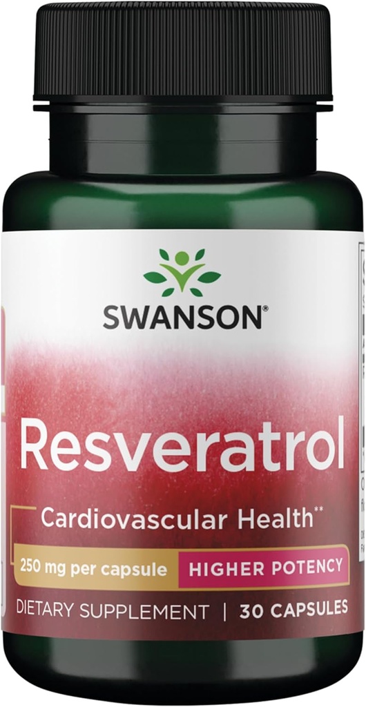 Resvératrol de Swanson - puissance supérieure 250 Milligrammes 30 Capsules(1 Pack)