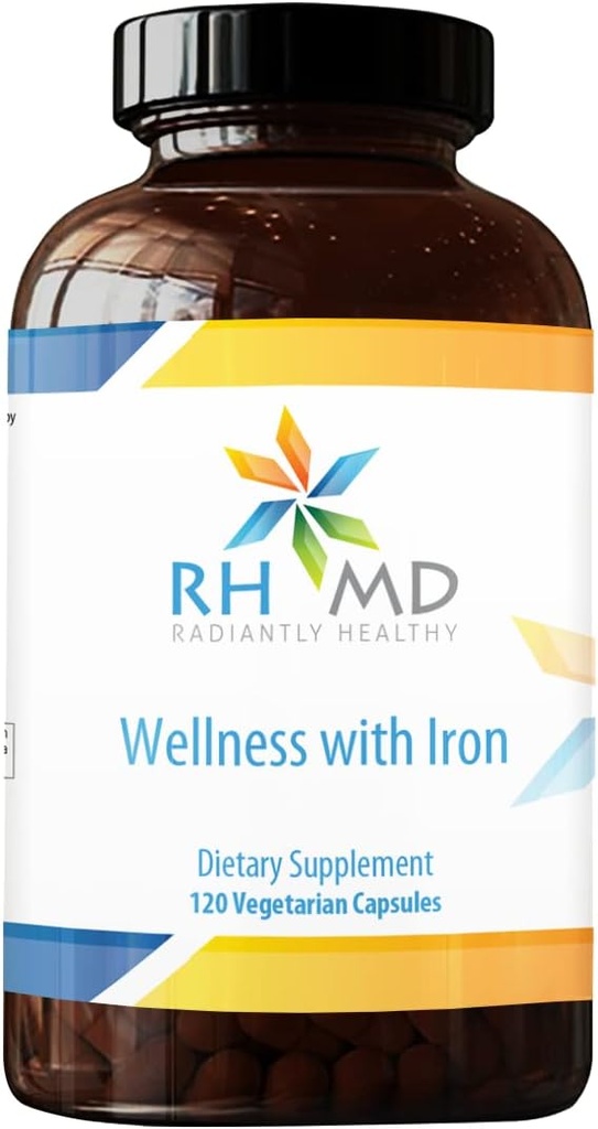 RHMD Bien-être avec le fer - Supplément alimentaire, 1000 UI de vitamine D, vitamines de soutien immunitaire - Multivitamine (120 capsules)