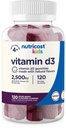 Nutricost Kids Vitamine D3 Gommies 2 500 UI (62,5 mcg), 120 Gommies - Mélange d'arômes de baies