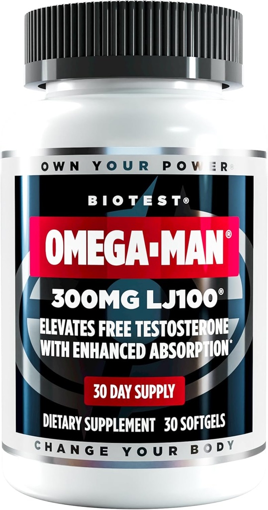 Biotest Omega-Man - 300mg LJ100 Longjack haute absorption (Eurycoma longifolia) - 30 Softgels