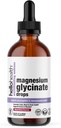 Supplément liquide glycinate de magnésium femmes, hommes et enfants – Bisglycinate de magnésium 100 mg pour calme naturel, récupération musculaire – Vitamines liquides (30 jours) – Saveur de baies