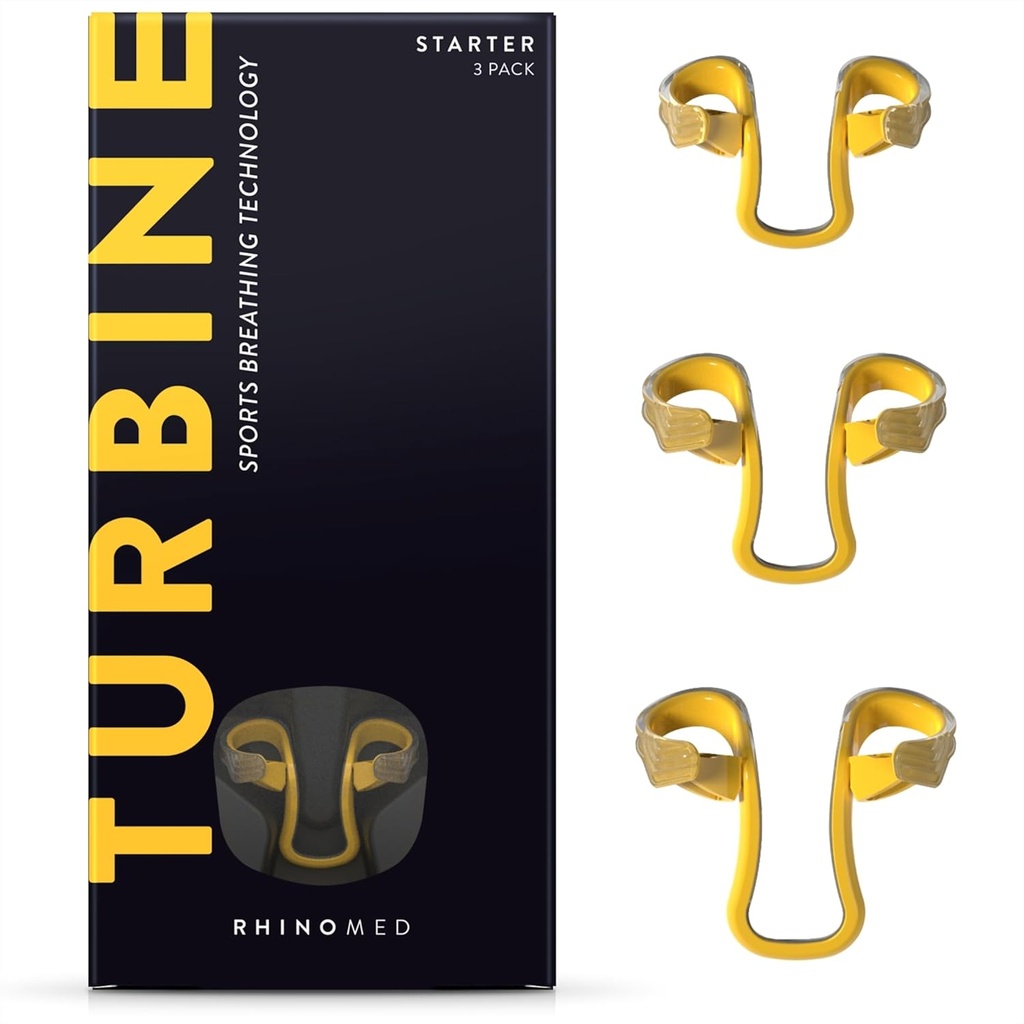 Dilateur nasal de turbine pour athlètes - Pack de 3 dilateurs de turbine conçus pour l'entraînement sportif - Augmenter le débit d'air vers les poumons de 38% pendant l'exercice, l'entraînement sportif, le cyclisme et la course