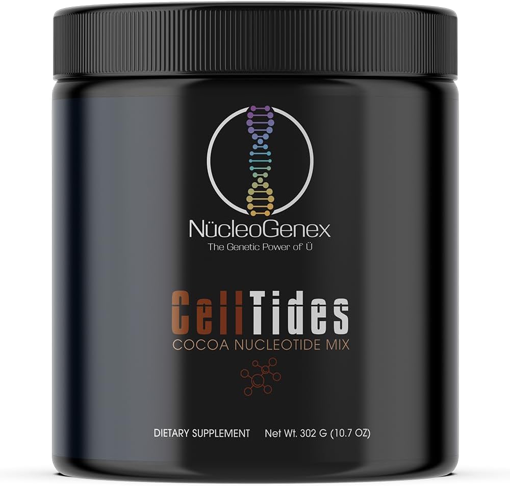 CellTides Cocoa Flavor - Supplément nutritionnel à base de nucléotides pour la santé cellulaire améliorée - soutient la santé digestive, l'absorption nutritive et la croissance de la microflore - Net Wt. 302g