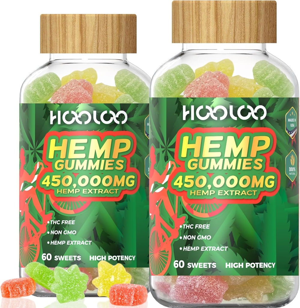 Gommies de chanvre 450.000mg pour le soutien de lit de Sound Deep Sound et le soulagement du confort, Oméga 3 infusé de chanvre fruité, vitamines, fabriqués aux États-Unis