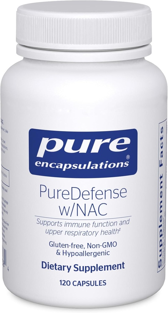 Pure Encapsulations PureDefense avec NAC-Y Améliore la défense immunitaire de première ligne et la santé respiratoire supérieure.