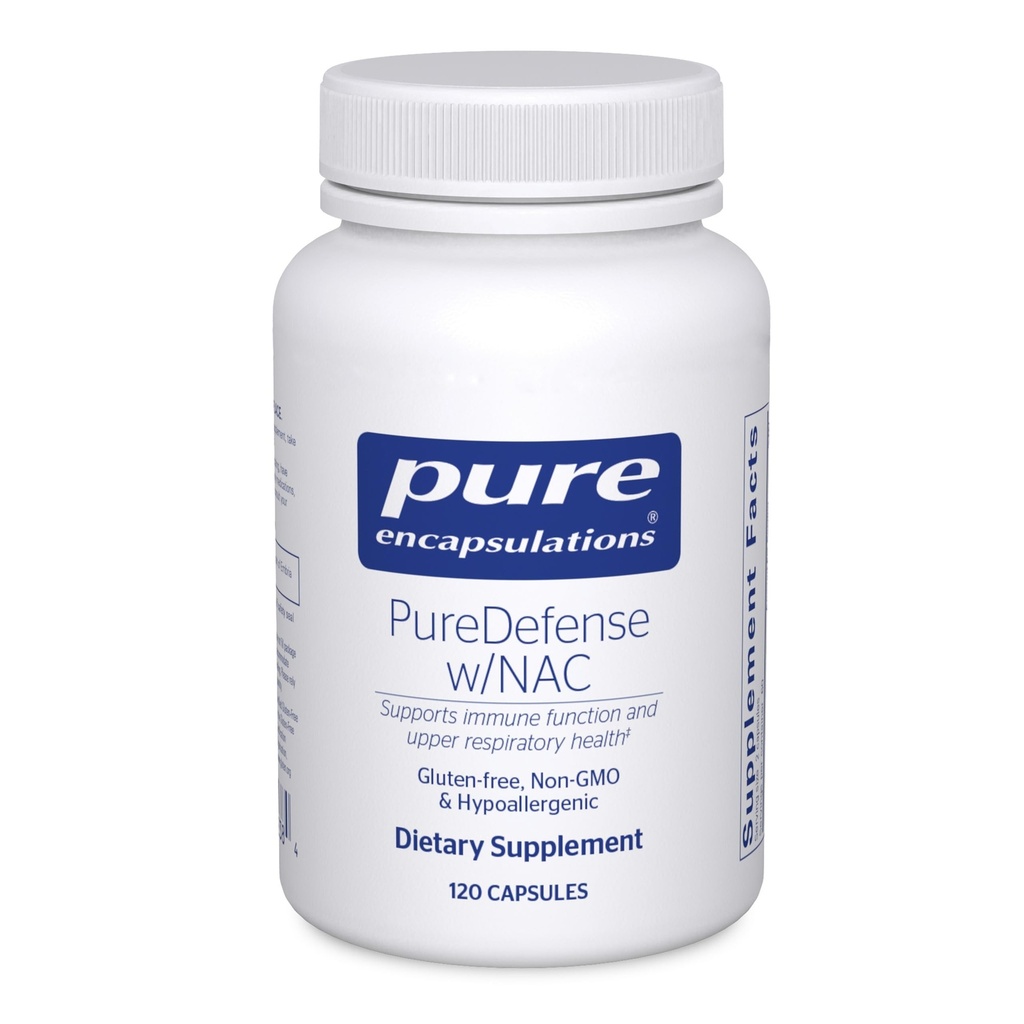 Pure Encapsulations PureDefense avec NAC-Y Améliore la défense immunitaire de première ligne et la santé respiratoire supérieure.