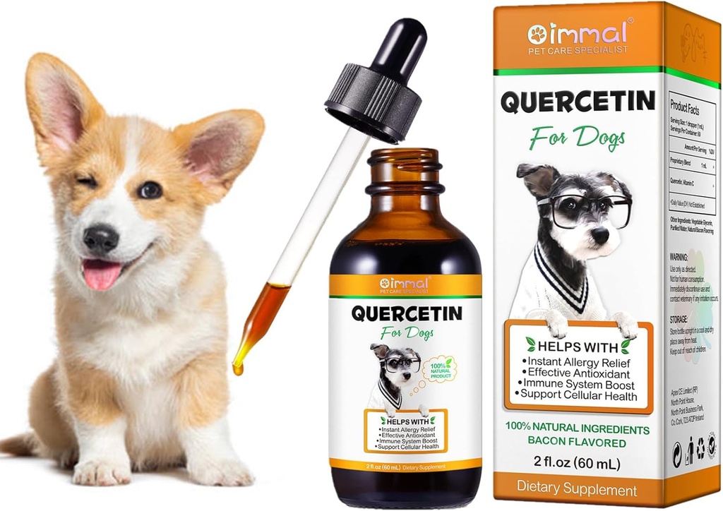 Quercetin pour chiens, Supplément Quercetin pour chiens, Quercetin avec vitamine C pour chiens, Quercetin pour chiens Allergies, Support Hybride Système Immune Anti Démangeaisons