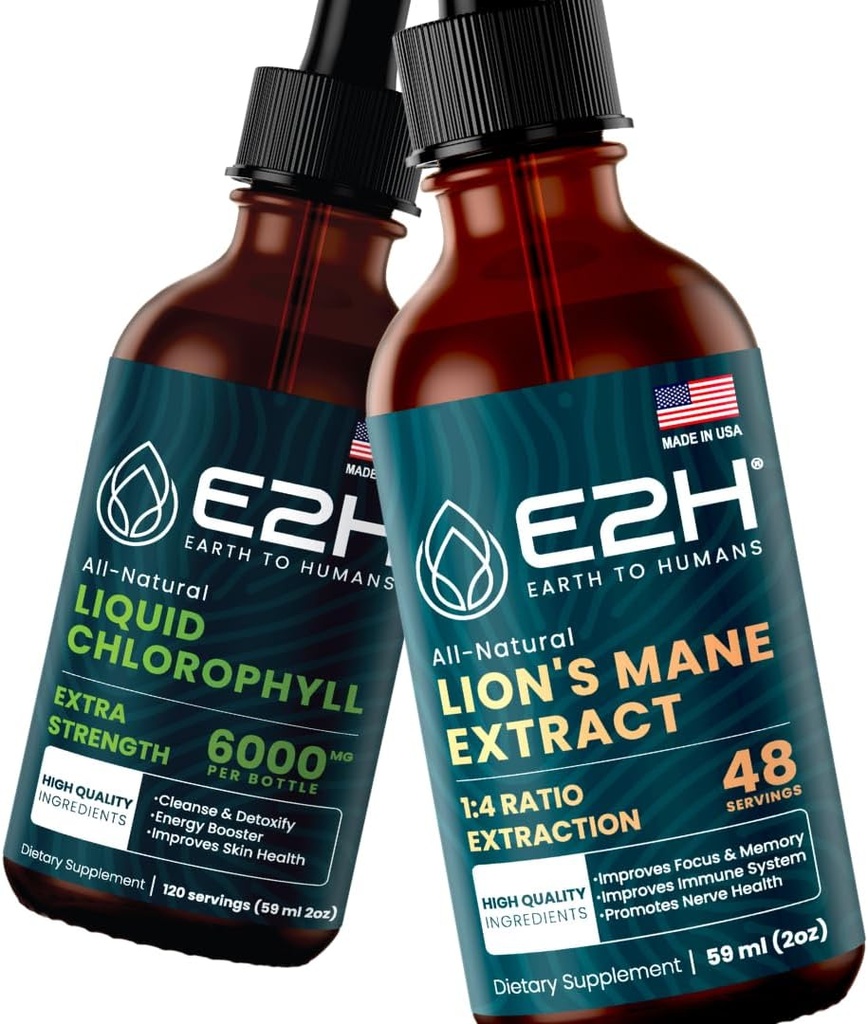 E2H: Chlorophylle liquide et champignons de la crinière du lion