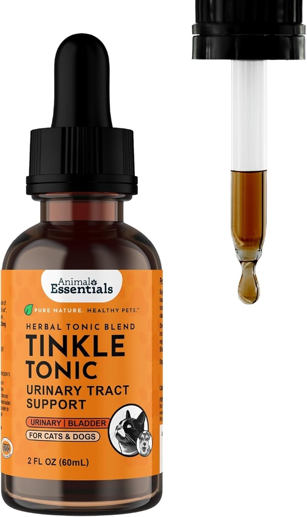 Animal Essentials Tinkle Tonic - Chien & Chat Urinary Tract Support, Supplément de rein, Supports Urinary Tract, Bladder Santé pour les animaux, avec Marshmallow - 2 fl oz