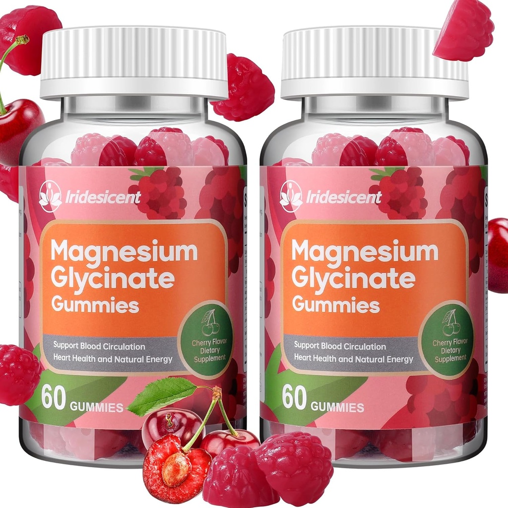Glycinat de magnésium 400mg, supplément de magnésium sans sucre avec/Ashwagandha, zinc, supplément de magnésium végétalien pour les adultes - 120 Glycinat de cerise