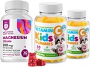 Vitamine C Gummies 120 nombre pour les enfants et les adultes 240 mg et Magnésium 200 mg Gummies - Immune Support à faible teneur en sucre Vitamines gommy à croquer pour les enfants et les adultes sans sucre