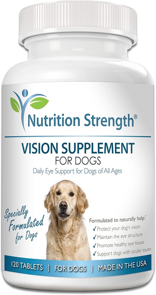 Soin des yeux pour chiens Supplément de vision quotidienne avec lutéine, zéaxanthine, astaxanthine, CoQ10, antioxydants de la myrtille, vitamine C, vitamine E support pour les problèmes oculaires de chien, 120 comprimés à croquer