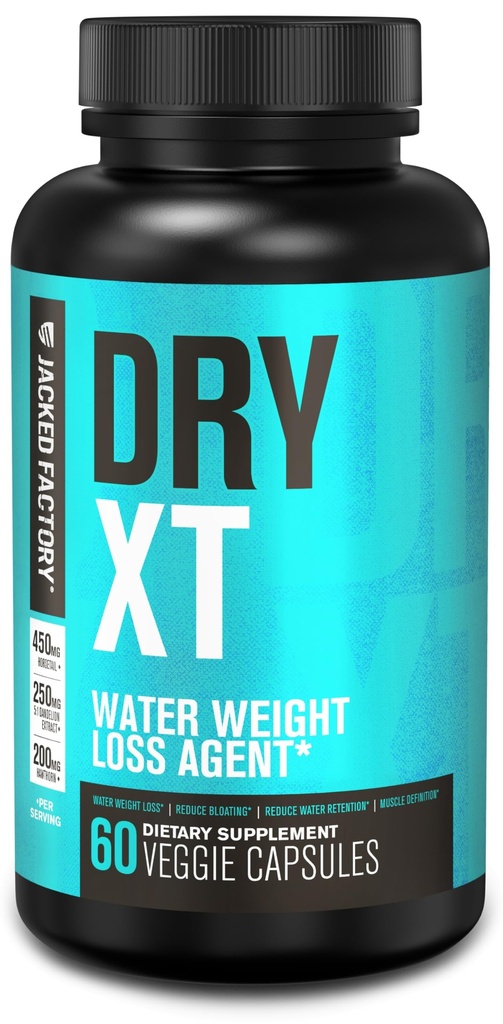 Pilules d'eau diurétique de l'usine Jacked Dry-XT - Supplément naturel Réduit la rétention d'eau et le blottis