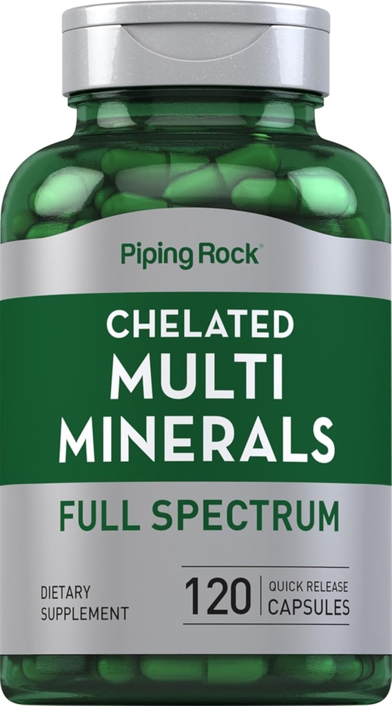 Piping Rock Mega Multi Mineral Chelate Supplément de 120 capsules pour hommes et femmes